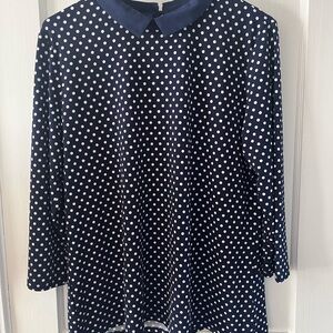 The Limited Navy and White Polka Dot Blouse